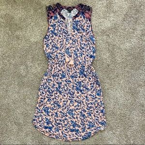 Lucky Brand pink and navy floral sundress with pockets, size XS
